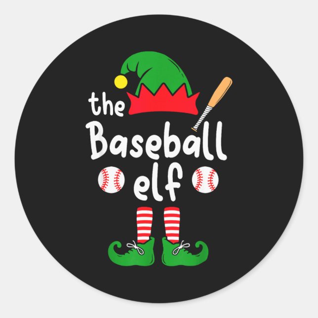 I'm The Baseball Elf Christmas Family Matching Paj Classic Round Sticker (Front)