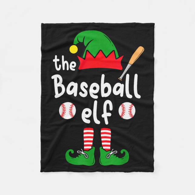 I'm The Baseball Elf Christmas Family Matching Paj Fleece Blanket (Front)