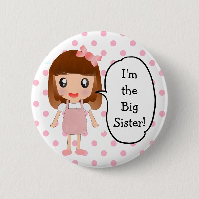 "I'm the Big Sister" Baby Shower Button (Front)