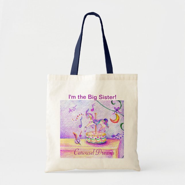 I'm the Big Sister, Carousel Dreams Budget Tote Bag (Front)