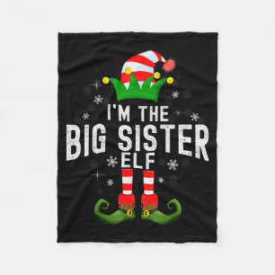 I'm The Big Sister Elf Christmas Family Pjs Costum Fleece Blanket