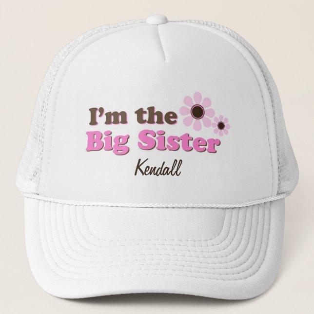 I'm The Big Sister Mod Flowers Personalised Trucker Hat (Front)