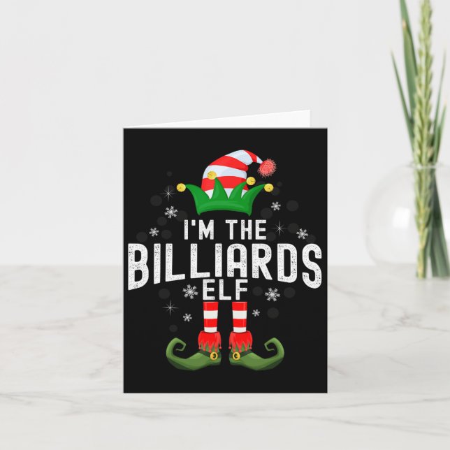 Im The Billiards Elf Christmas Family Pjs Costume  Card (Front)