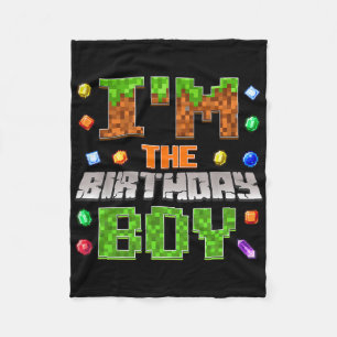I'm The Birthday Boy Bday Party Video Gamer Pixel  Fleece Blanket