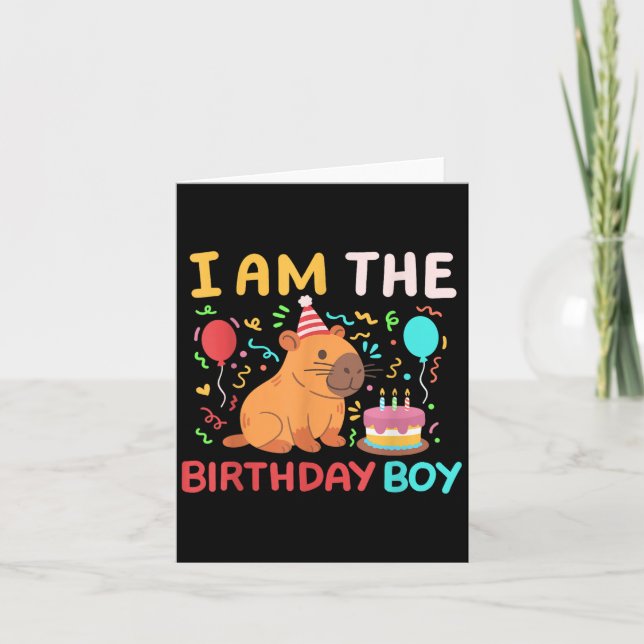 Im The Birthday Boy Cute Capybara Kids Bday Family Card (Front)