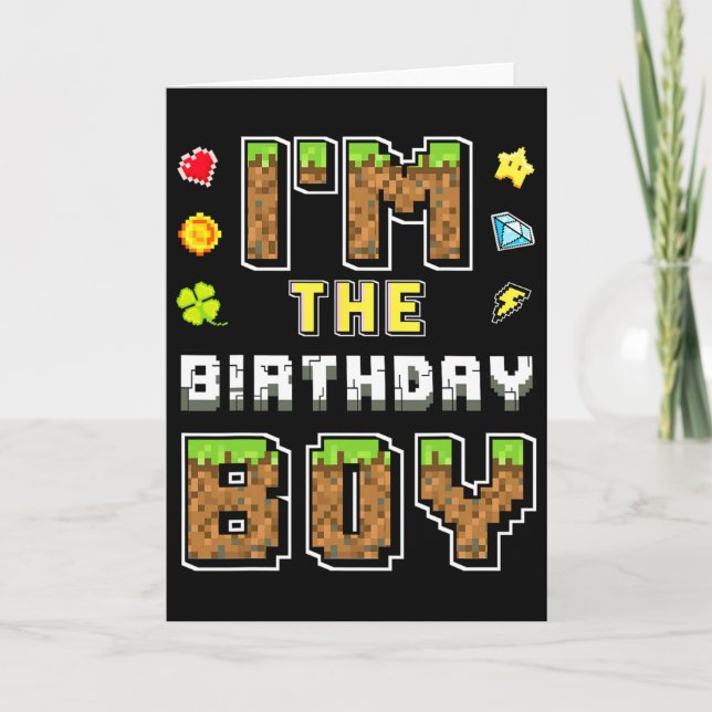 I'm The Birthday Boy Gamer Pixel Birthday Party Ma Card (Front)