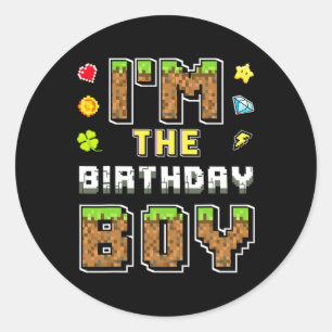 I'm The Birthday Boy Gamer Pixel Birthday Party Ma Classic Round Sticker