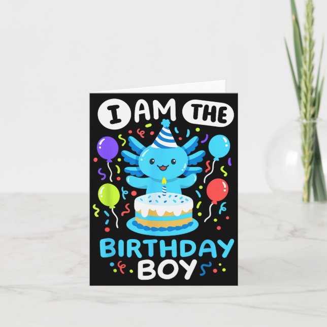 I'm The Birthday Boy Kids Axolotl Bday Cute Family Card (Front)