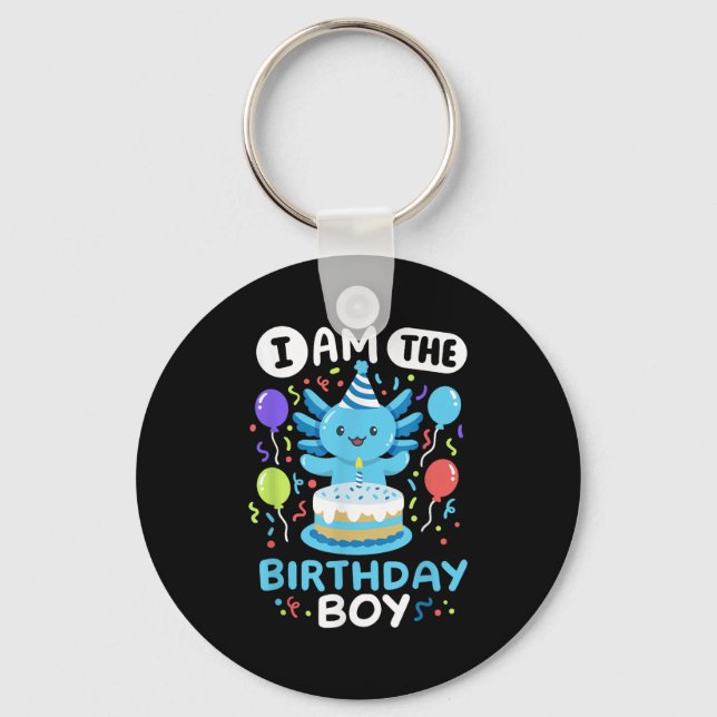 Im The Birthday Boy Kids Axolotl Bday Cute Family  Key Ring (Front)