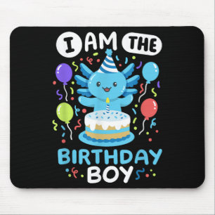 Im The Birthday Boy Kids Axolotl Bday Cute Family Mouse Mat