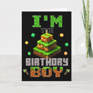 I'm The Birthday Boy Party Video Gamer Pixel Numbe Card