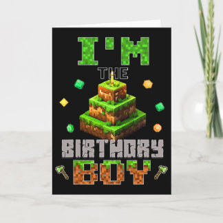 I'm The Birthday Boy Party Video Gamer Pixel Numbe Card