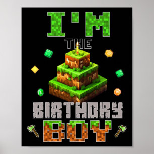 I'm The Birthday Boy Party Video Gamer Pixel Numbe Poster