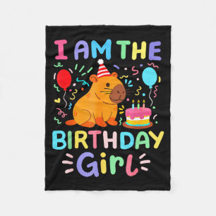 Im The Birthday Girl Cute Capybara Bday Family Mat Fleece Blanket