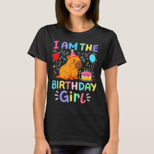 Im The Birthday Girl Cute Capybara Bday Family Mat T-Shirt