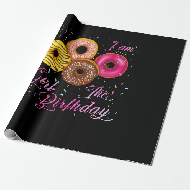 I'm The Birthday Girl Donut Birthday Party Theme Wrapping Paper (Unrolled)