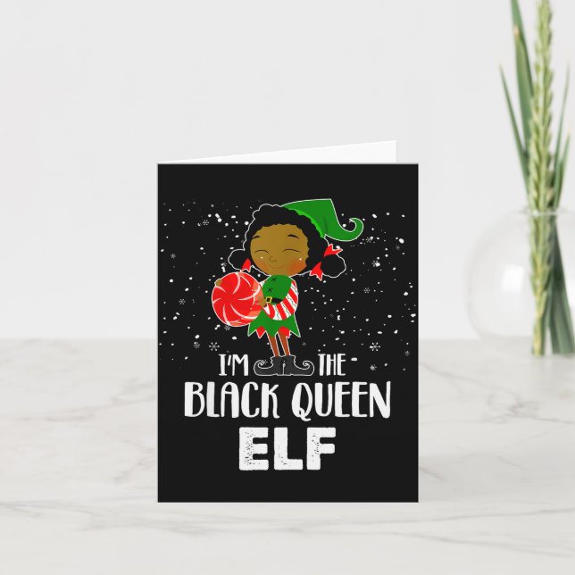I'm The Black Queen Elf African American Girls Kid Card (Front)