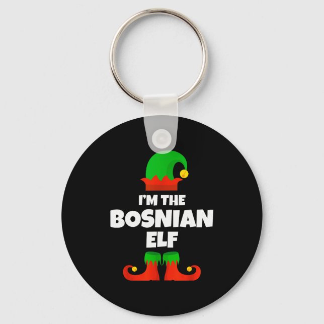 I'm The Bosnian Elf Family Pajama Christmas Funny  Key Ring (Front)