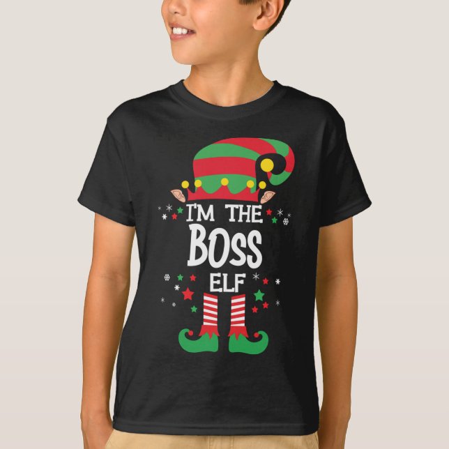 I'm the Boss Elf Family Matching Christmas Pajama T-Shirt (Front)