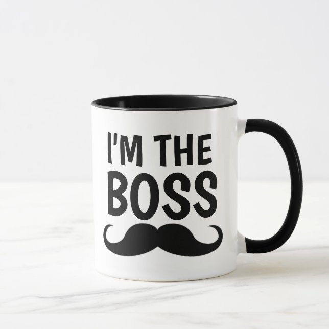 I'M THE BOSS, MUSTACHE COFFEE MUG (Right)