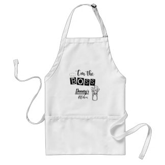 I'm The Boss Name Kitchen Black Text Modern Standard Apron