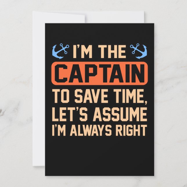 I'm The Captain Boat Boating Sailor Cruise Lover G Thank You Card (Front)