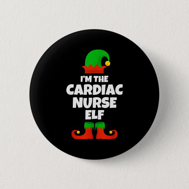 I'm The Cardiac Nurse Elf Family Pajama Christmas  6 Cm Round Badge (Front)