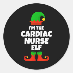 I'm The Cardiac Nurse Elf Family Pajama Christmas  Classic Round Sticker