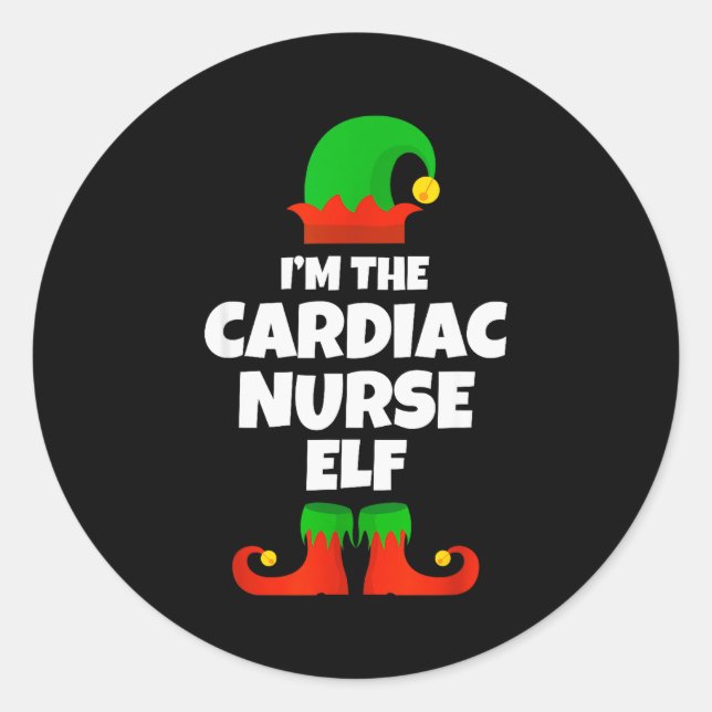 I'm The Cardiac Nurse Elf Family Pajama Christmas  Classic Round Sticker (Front)
