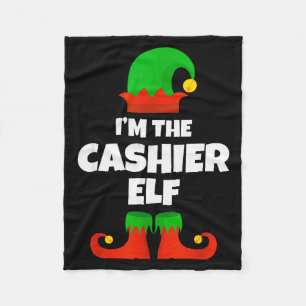 I'm The Cashier Elf Family Pajama Christmas Funny  Fleece Blanket