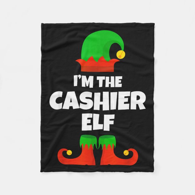 I'm The Cashier Elf Family Pajama Christmas Funny  Fleece Blanket (Front)