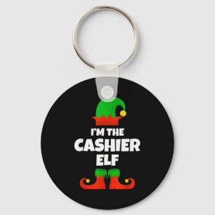 I'm The Cashier Elf Family Pajama Christmas Funny Key Ring