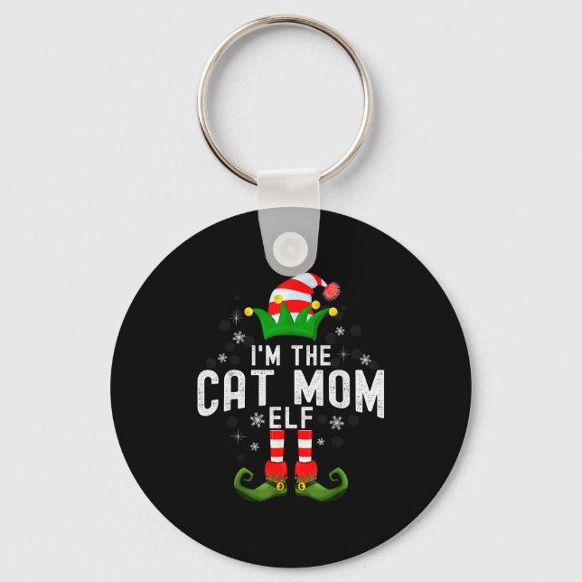 I'm The Cat Mom Elf Christmas Family Pjs Costume  Key Ring (Front)