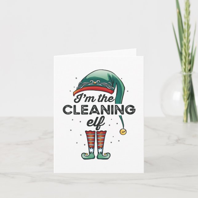 I'm the Cleaning Elf Christmas Gift Xmas Card (Front)