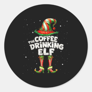 I'm The Coffee Drinking Elf Family Matching Group Classic Round Sticker