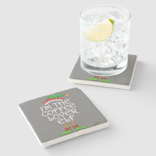 I'm The Coffee Lover Elf Shirt Matching Family Stone Coaster