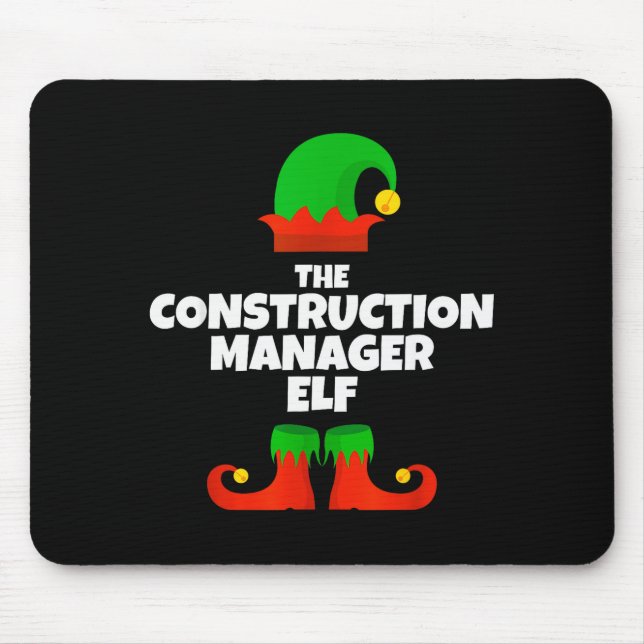 I'm The Construction Manager Elf Family Pajama Chr Mouse Mat (Front)