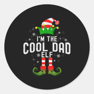 I'm The Cool Dad Elf Christmas Family Pjs Costume Classic Round Sticker