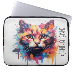 "I'm the Coolest" Watercolor Cat Laptop Sleeve