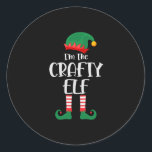 Im The Crafty Elf Matching Christmas Classic Round Sticker<br><div class="desc">Matching family elf design can be given as a Birthday or Christmas gift to your boyfriend,  girlfriend,  mum,  dad,  sister,  brother,  son,  daughter,  grandma,  grandpa,  uncle or aunt who loves funny elfs.</div>