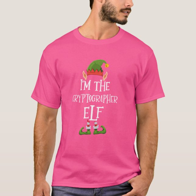 I'm the Cryptographer Elf Graphic - Funny Ugly Chr T-Shirt (Front)