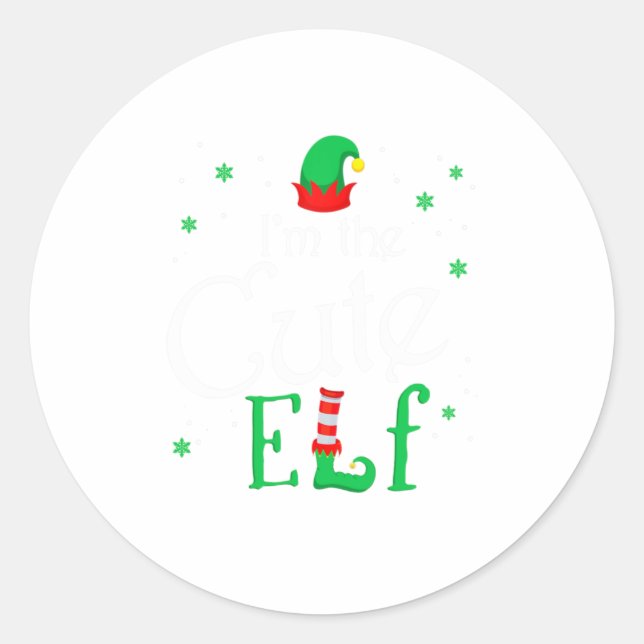 I'm The Cute Elf Funny Group Matching Fam Classic Round Sticker (Front)
