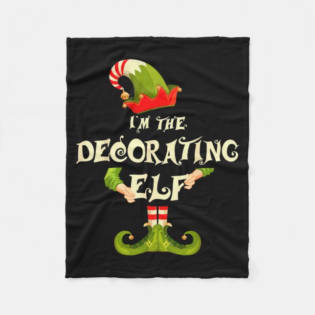 I'm The Decorating Elf Shirt Women Christmas Pajam Fleece Blanket (Front)