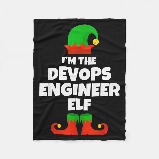 I'm The Devops Engineer Elf Family Pajama Christma Fleece Blanket (Front)