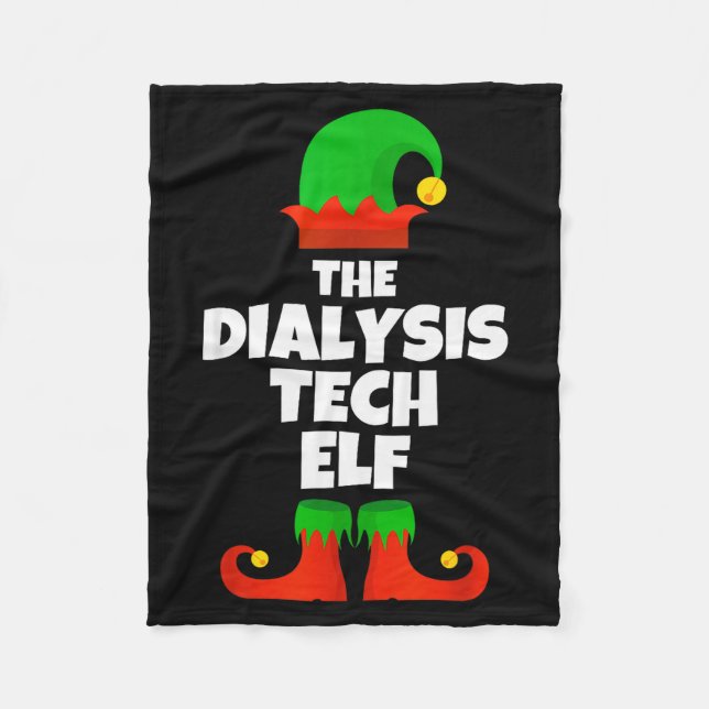 I'm The Dialysis Tech Elf Family Pajama Christmas  Fleece Blanket (Front)