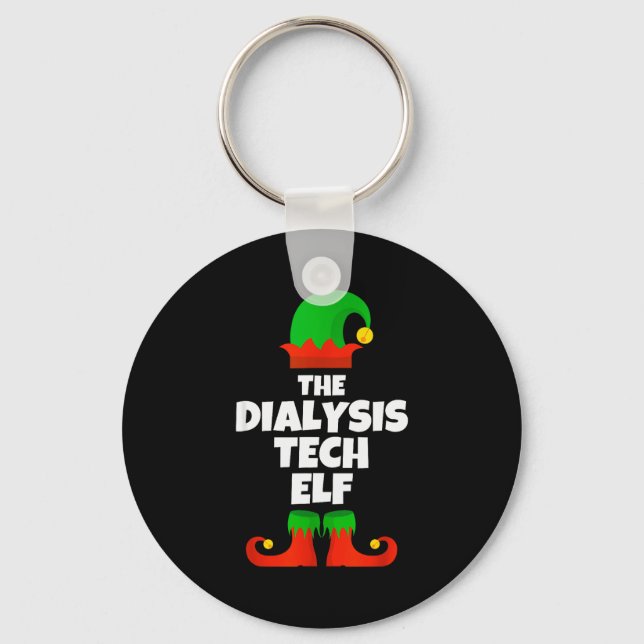 I'm The Dialysis Tech Elf Family Pajama Christmas  Key Ring (Front)
