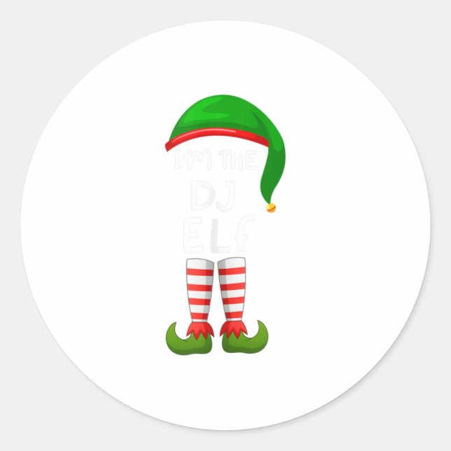 I'm The DJ Elf Funny Elf Family Match Classic Round Sticker (Front)
