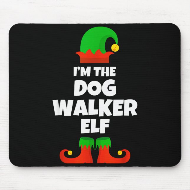 I'm The Dog Walker Elf Family Pajama Christmas Fun Mouse Mat (Front)