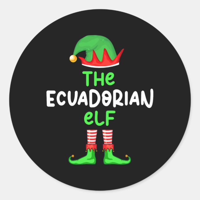 I'm The Ecuadorian Elf Ecuador Christmas Fun Pajam Classic Round Sticker (Front)
