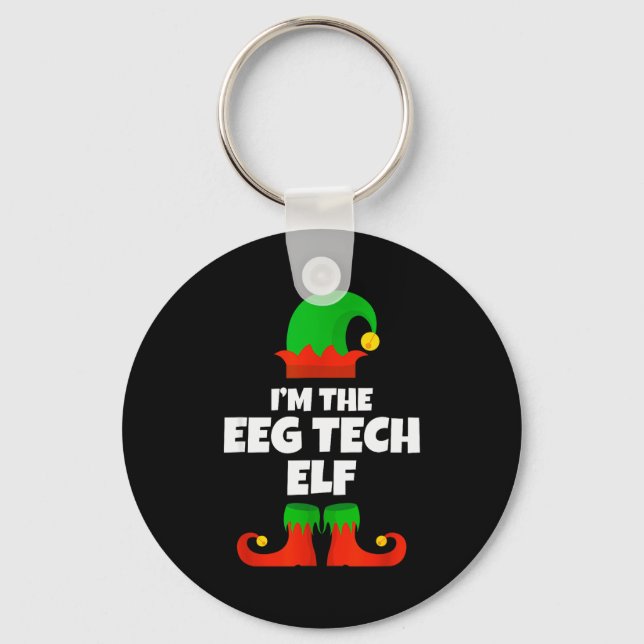 I'm The Eeg Tech Elf Family Pajama Christmas Funny Key Ring (Front)